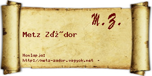 Metz Zádor névjegykártya